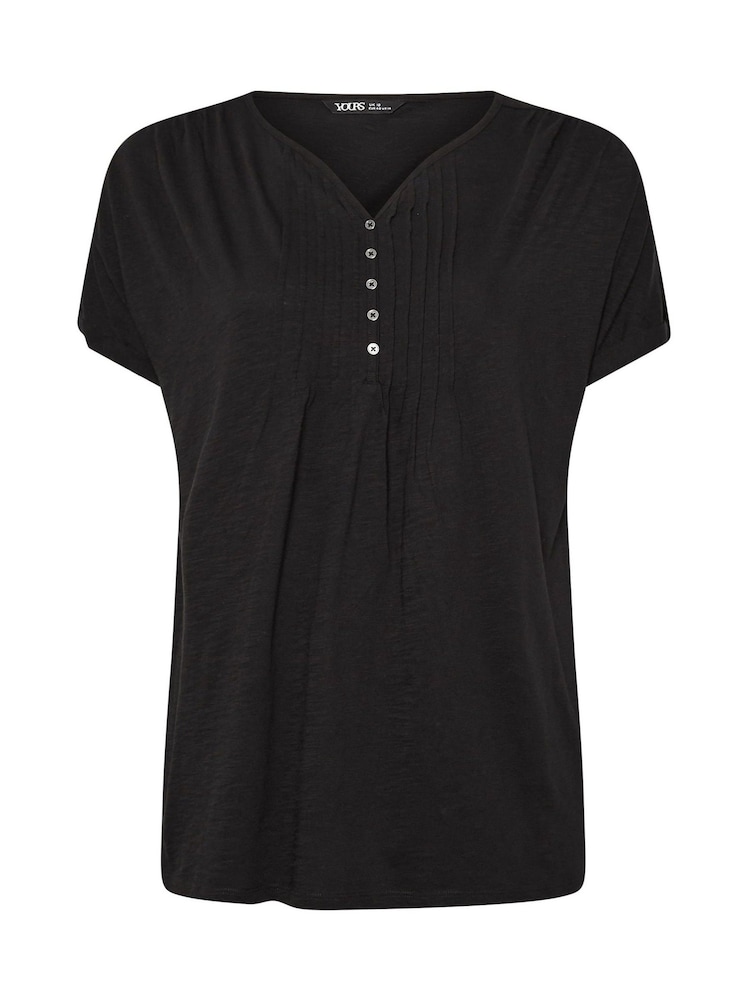 Yours Curve Black Pintuck Short Sleeve T-Shirt - Image 5 of 5