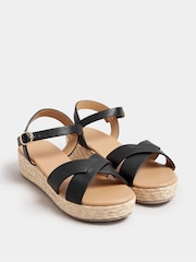 Yours Curve Black Extra-Wide Fit Cross Espadrille Wedges - Image 2 of 5