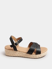 Yours Curve Black Extra-Wide Fit Cross Espadrille Wedges - Image 3 of 5
