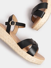 Yours Curve Black Extra-Wide Fit Cross Espadrille Wedges - Image 4 of 5