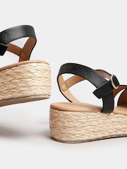 Yours Curve Black Extra-Wide Fit Cross Espadrille Wedges - Image 5 of 5