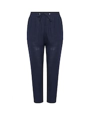 Yours Curve Blue Linen Joggers - Image 5 of 5