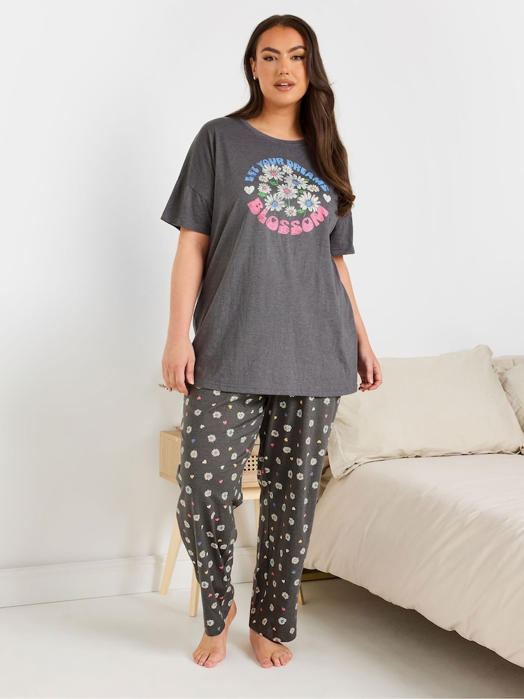 Yours Curve Dreams Bloom Wide Leg Pyjama Set - صورة 2 من 5 Yours Curve Dreams Bloom Wide Leg Pyjama Set - صورة 2 من 5
