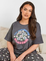 Yours Curve Dreams Bloom Wide Leg Pyjama Set - صورة 4 من 5