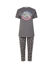 Yours Curve Dreams Bloom Wide Leg Pyjama Set - صورة 5 من 5