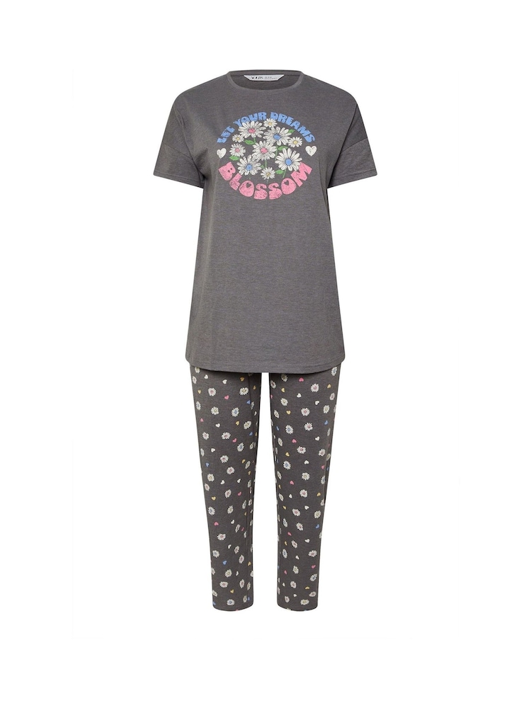 Yours Curve Dreams Bloom Wide Leg Pyjama Set - صورة 5 من 5 Yours Curve Dreams Bloom Wide Leg Pyjama Set - صورة 5 من 5