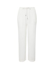 Yours Curve White Linen Pull On Wide Leg Trousers - Image 2 of 2