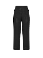 Yours Curve Black Linen Pull On Wide Leg Trousers - Image 5 of 5