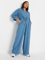 PixieGirl Petite Blue Acid Wash Jumpsuit - Image 4 of 5