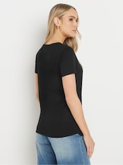 Long Tall Sally Black Asymmetric Ruched 100% Cotton T-Shirt - Image 3 of 4