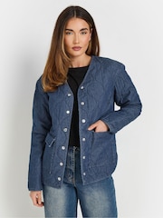 Long Tall Sally Blue 100% Cotton Quilted Jacket - Image 1 of 5