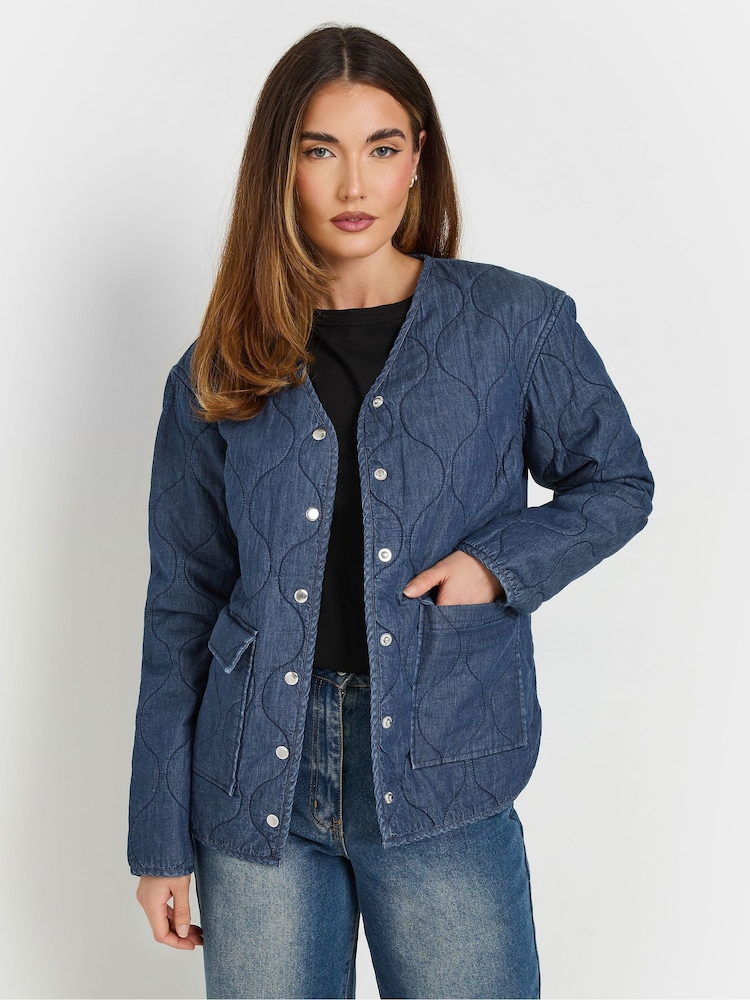 Long Tall Sally Blue 100% Cotton Quilted Jacket - Image 1 of 5