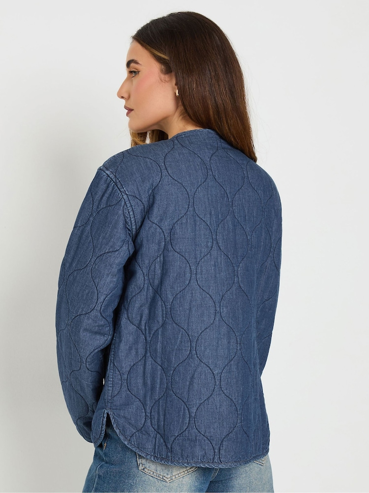 Long Tall Sally Blue 100% Cotton Quilted Jacket - Image 3 of 5