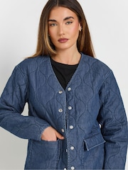 Long Tall Sally Blue 100% Cotton Quilted Jacket - Image 4 of 5