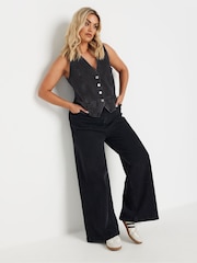 Yours Curve Black Denim 100% Cotton Waistcoat - Image 2 of 4