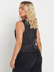 Yours Curve Black Denim 100% Cotton Waistcoat - Image 3 of 4