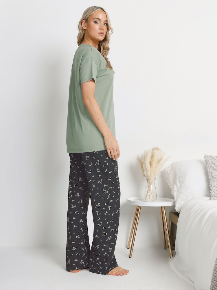 طقم من بيجامة بقصة رِجل واسعة مزيّن بعبارة Love Grows Here من Long Tall Sally - صورة 2 من 5