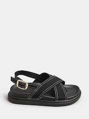 Yours Curve Black Extra-Wide Fit Contrast Stitch Slingback Pumps - Image 1 of 4