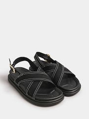 Yours Curve Black Extra-Wide Fit Contrast Stitch Slingback Pumps - Image 2 of 4