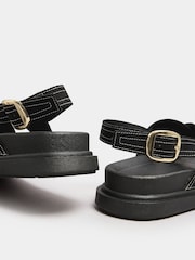 Yours Curve Black Extra-Wide Fit Contrast Stitch Slingback Pumps - Image 3 of 4