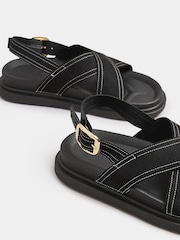 Yours Curve Black Extra-Wide Fit Contrast Stitch Slingback Pumps - Image 4 of 4