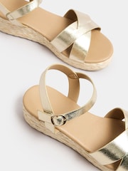 Yours Curve Gold Extra-Wide Fit Cross Espadrille Wedges - Image 4 of 4