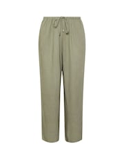 Yours Curve Green Linen Skinny Waistband Trousers - Image 6 of 6