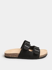 Yours Curve Black Extra-Wide Fit Double Buckle Footbed Sandals - Image 2 of 5