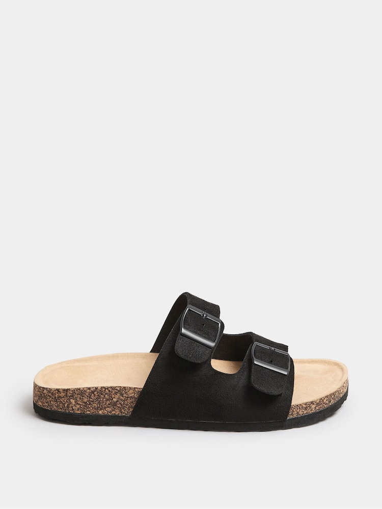 Yours Curve Black Extra-Wide Fit Double Buckle Footbed Sandals - Image 2 of 5