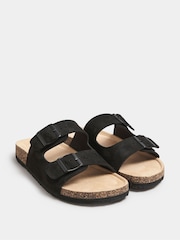 Yours Curve Black Extra-Wide Fit Double Buckle Footbed Sandals - Image 3 of 5