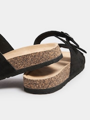 Yours Curve Black Extra-Wide Fit Double Buckle Footbed Sandals - Image 5 of 5