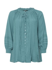 Yours Curve Blue Boho Pintuck Blouse - Image 6 of 6