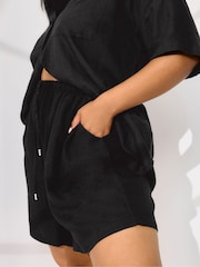 Yours Curve Black Linen Shorts - Image 3 of 5