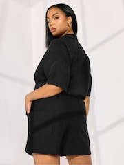 Yours Curve Black Linen Shorts - Image 4 of 5