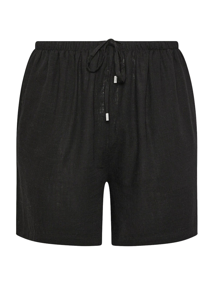 Yours Curve Black Linen Shorts - Image 5 of 5
