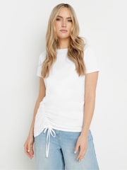 Long Tall Sally Asymmetric Ruched 100% Cotton T-Shirt - Imagen 1 de 4
