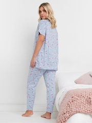 Yours Curve Blue Cherry Bows Tapered 100% Cotton Pyjama Set - Image 3 of 5