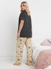 Yours Curve Black Animal Bows Wide Leg Pyjama Set - Image 3 of 5