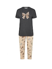Yours Curve Black Animal Bows Wide Leg Pyjama Set - Image 5 of 5