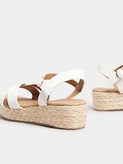 Yours Curve White Extra-Wide Fit Cross Espadrille 100% Linen Wedges - Image 4 of 5