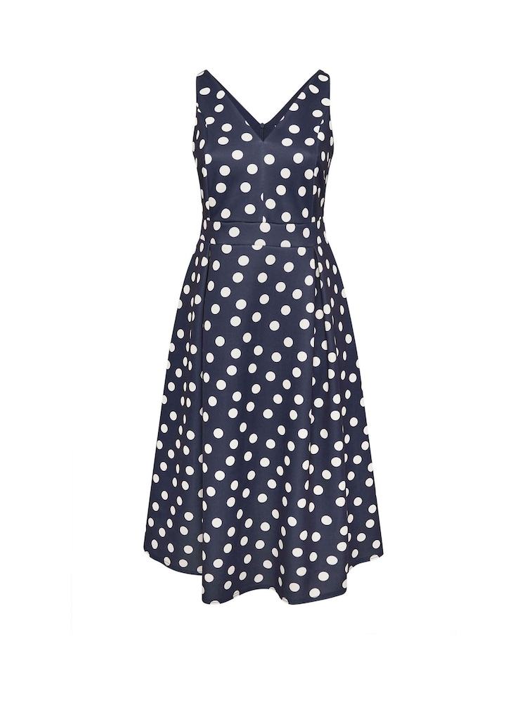 Yours Curve Blue London V-Neck Pleated Dress - Image 5 of 5 Yours Curve Blue London V-Neck Pleated Dress - Image 5 of 5