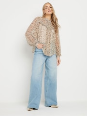 Long Tall Sally Brown Floral Frill Blouse - Image 3 of 4