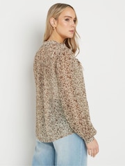 Long Tall Sally Brown Floral Frill Blouse - Image 4 of 4