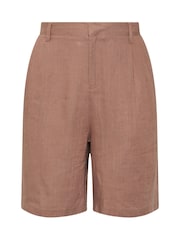 Yours Curve Pink Linen Bermuda Shorts - Image 5 of 5