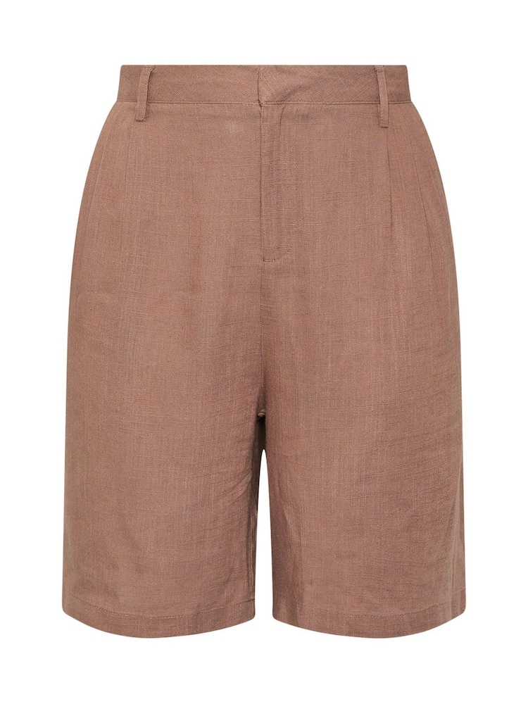 Yours Curve Pink Linen Bermuda Shorts - Image 5 of 5