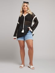 Yours Curve Black Tipped Edge Tunic - Image 2 of 5
