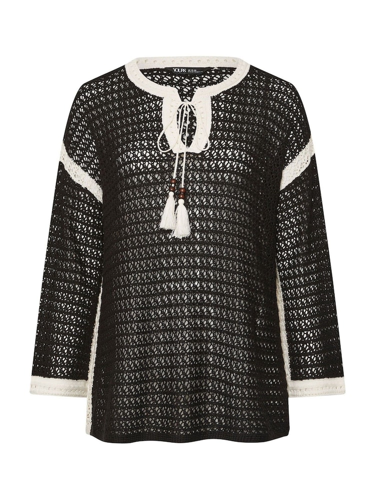 Yours Curve Black Tipped Edge Tunic - Image 5 of 5