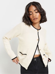 PixieGirl Petite Natural Tipping Button Through Cardigan - Image 1 of 5