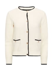 PixieGirl Petite Natural Tipping Button Through Cardigan - Image 5 of 5