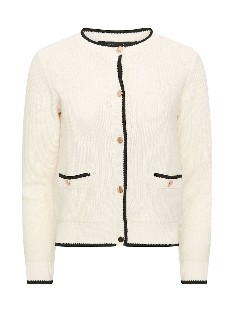 PixieGirl Petite Natural Tipping Button Through Cardigan - Image 5 of 5